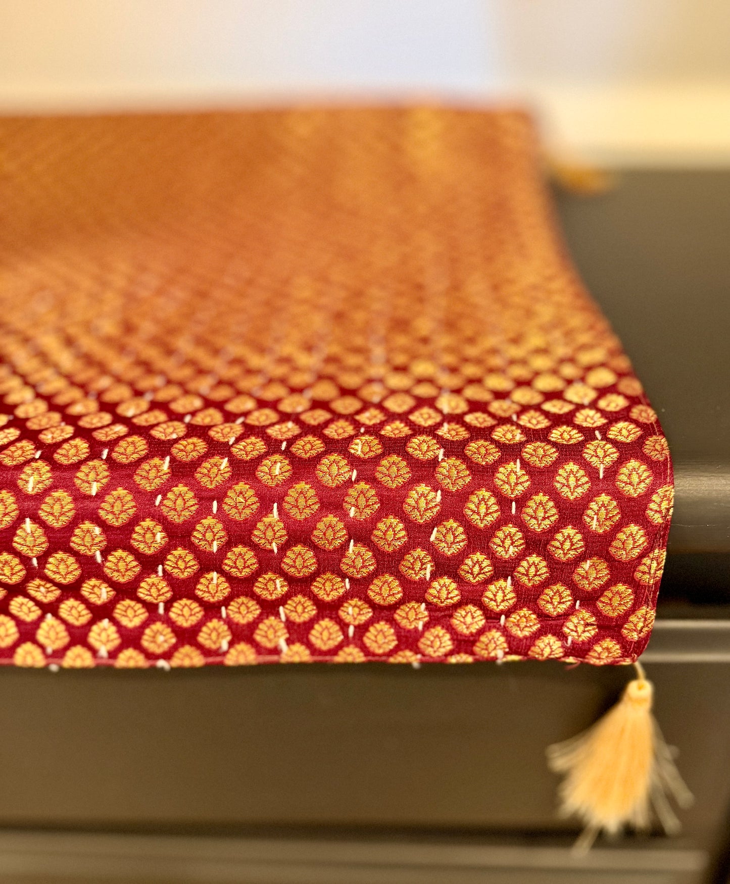 Golden Leaves Kantha Table Runners