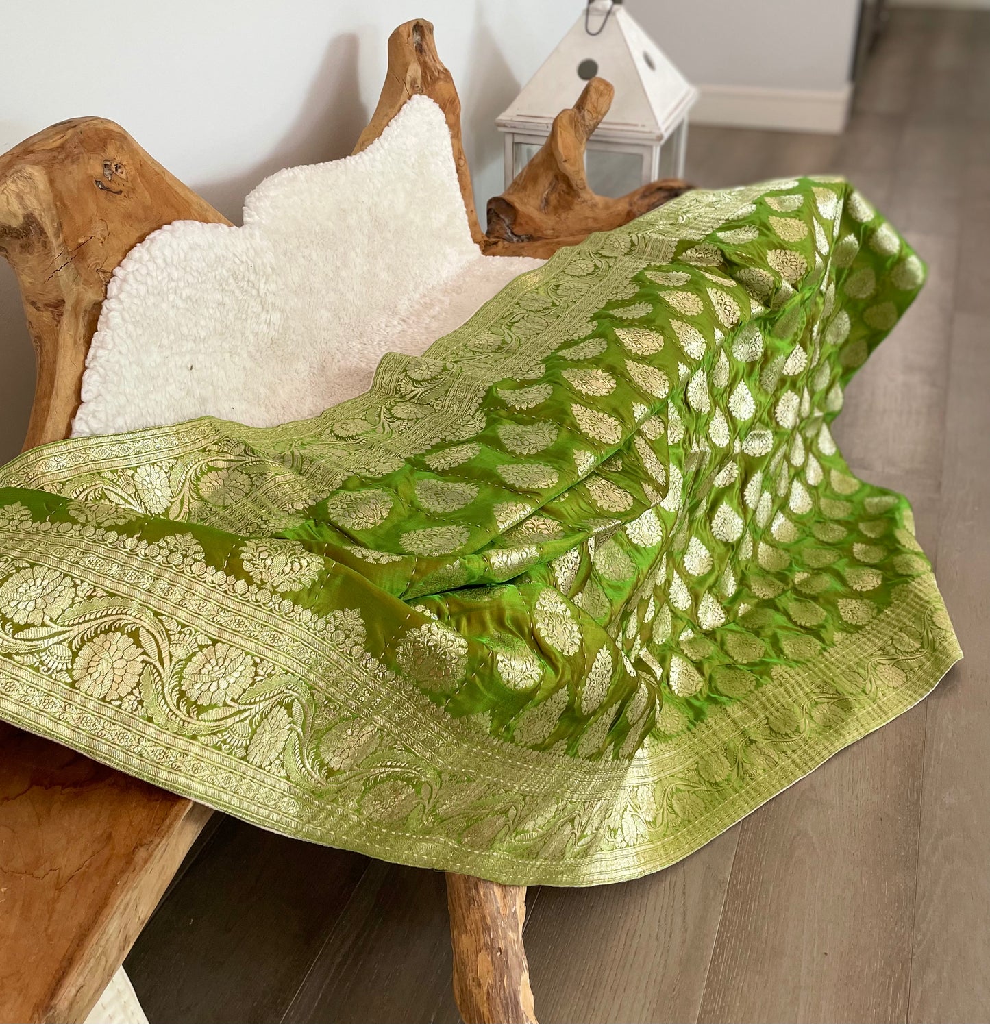 Pastel Green Silk Saree Throw