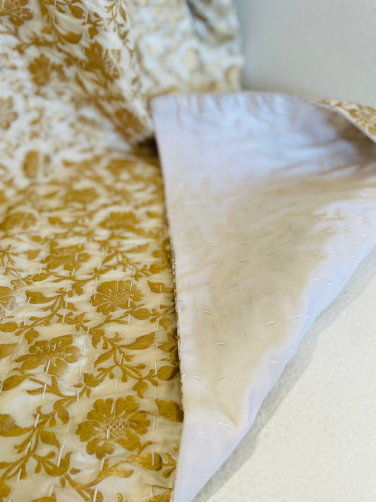 Golden Flowers Silk Saree Throws