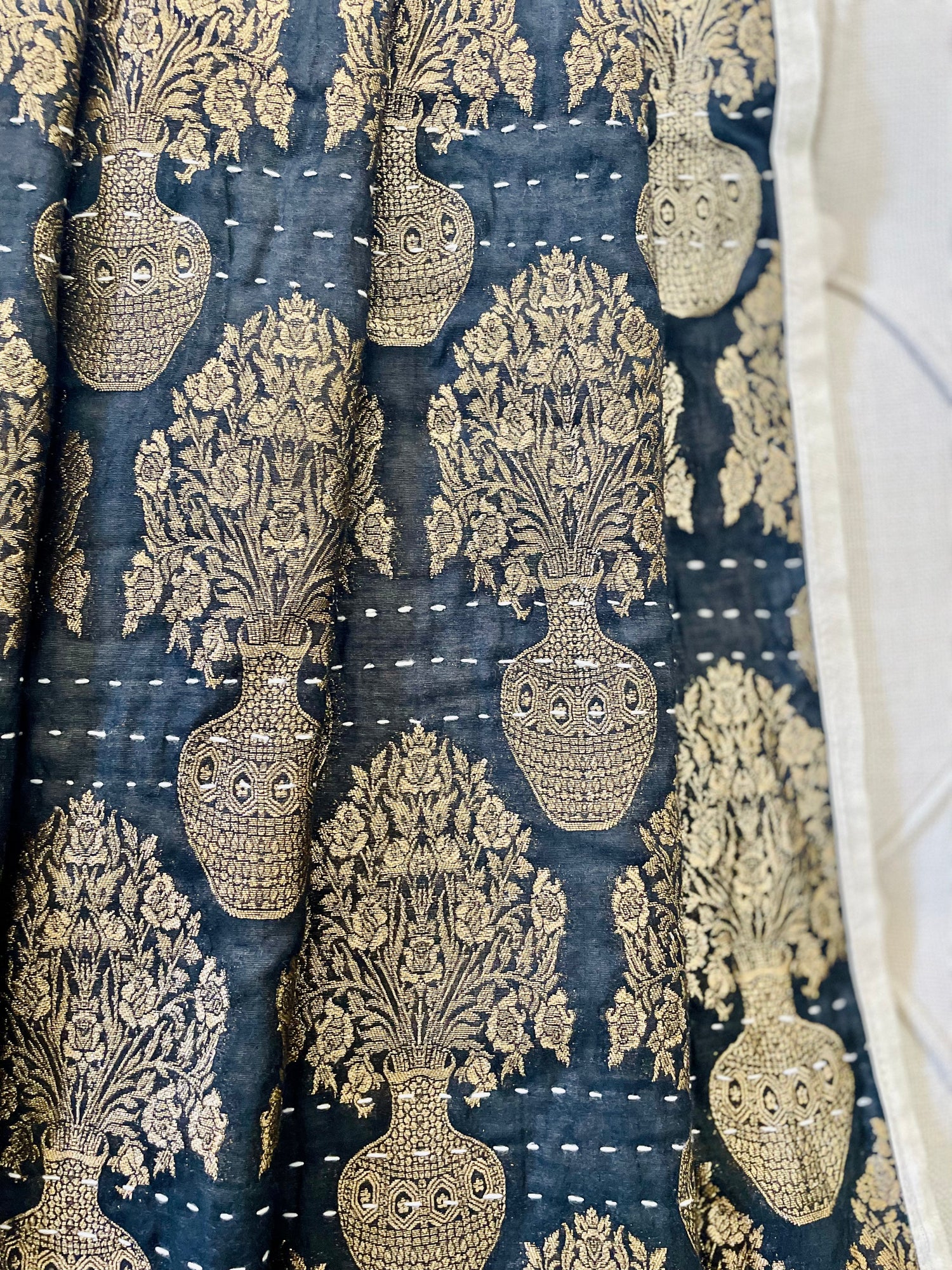 Bahaar Collection l Handwoven Silk Saree Kantha Throws, Cushions & Runner