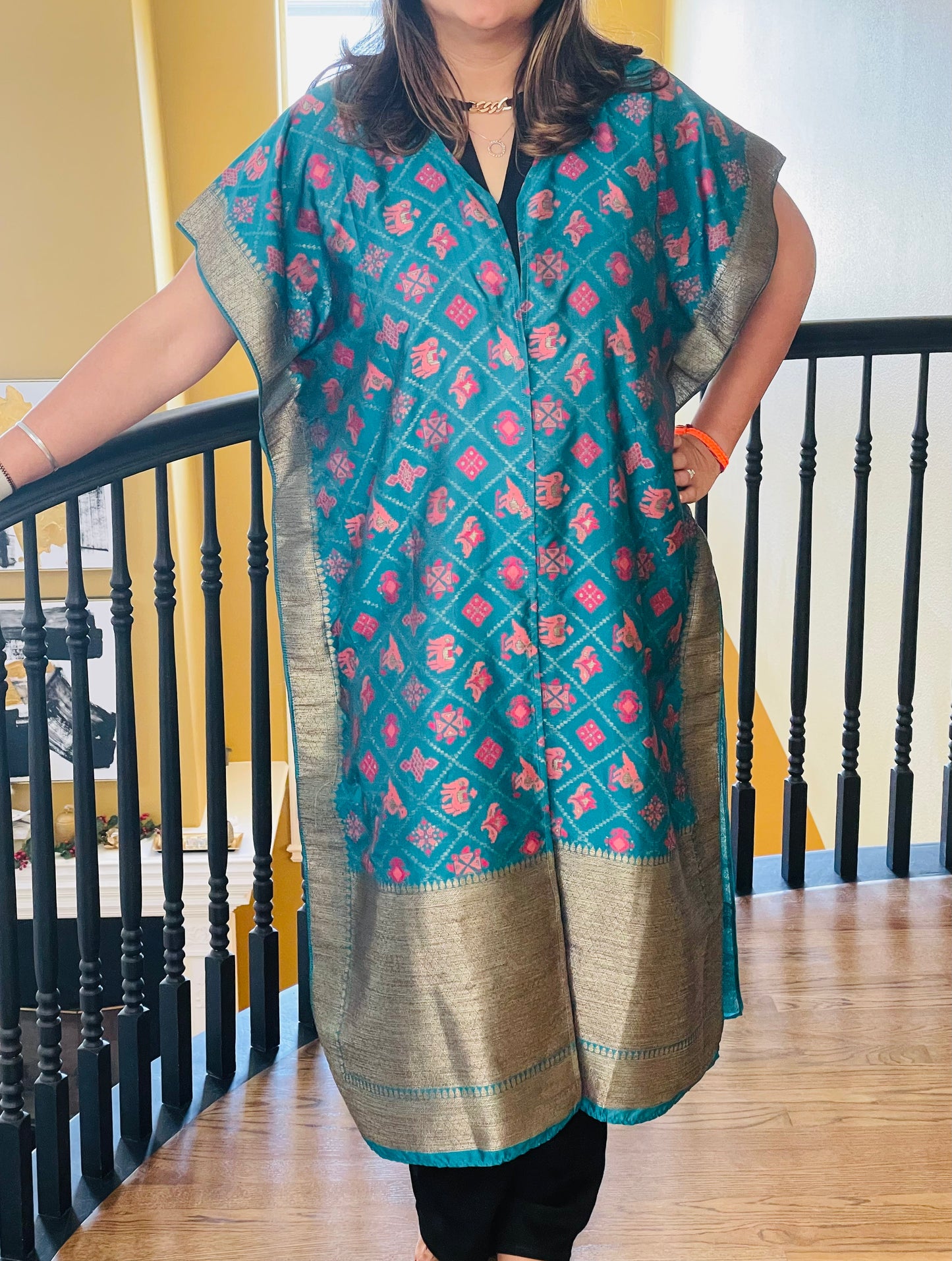 Turquoise Silk Kimono