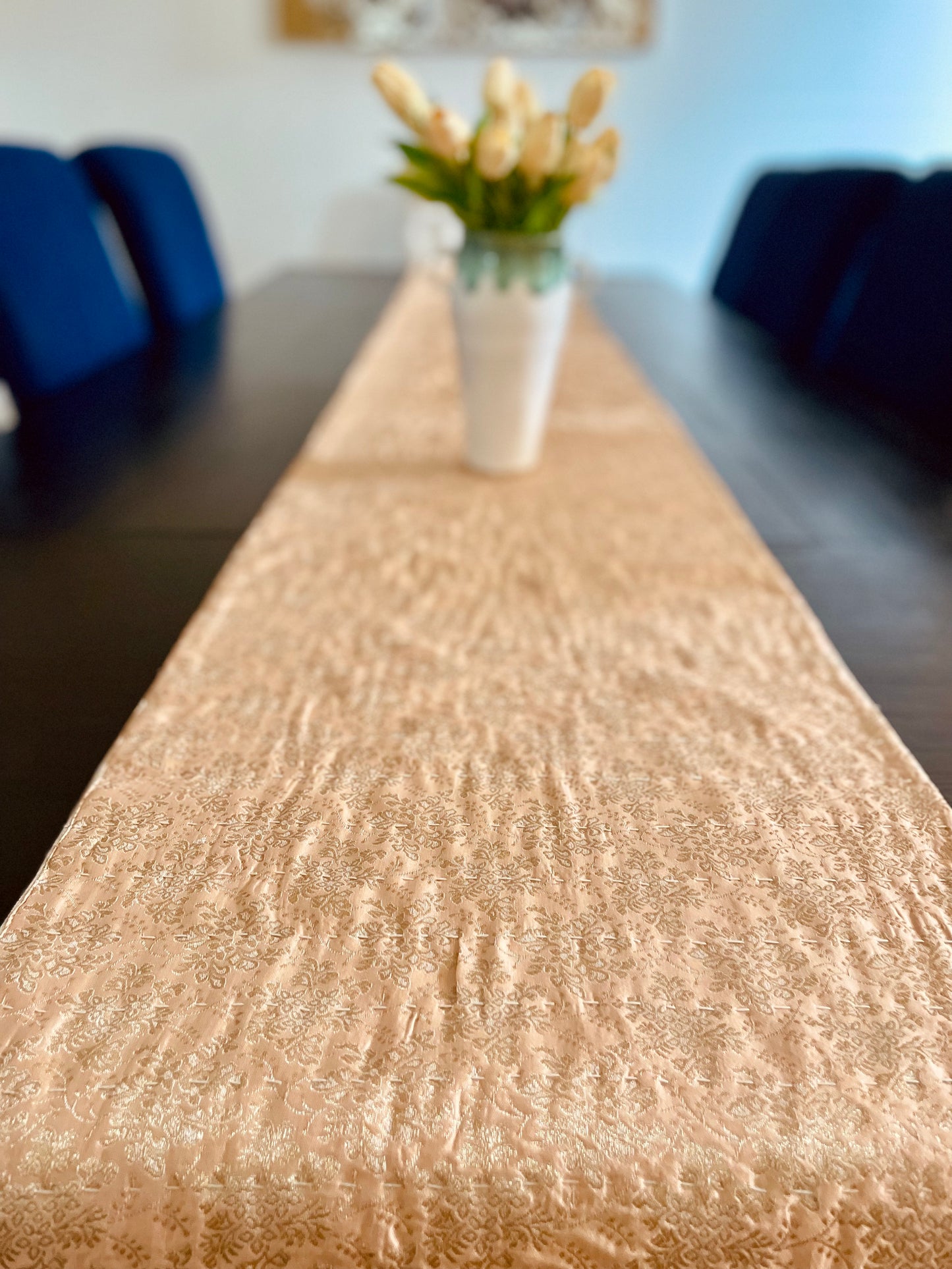 Winter Blooms Kantha Hand-Stitched Table Runners