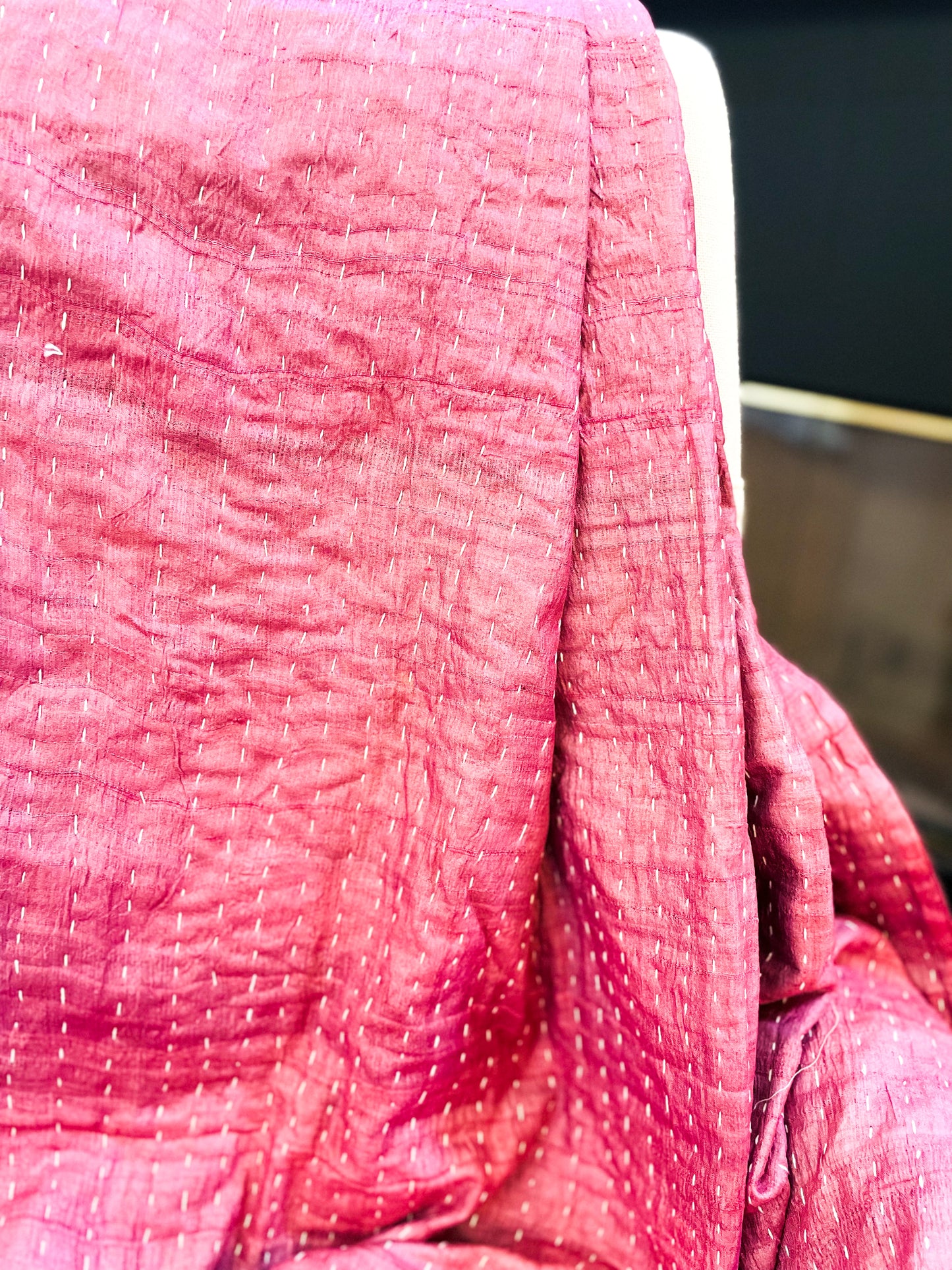Mulberry Pink Tussar Silk Throw