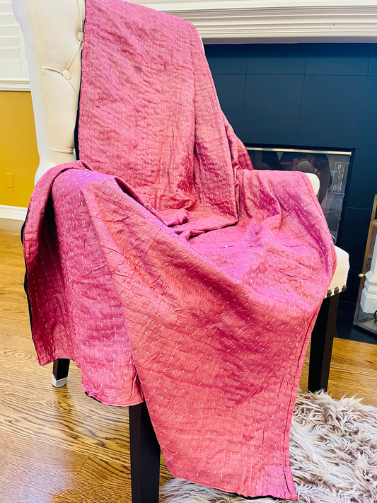 Mulberry Pink Tussar Silk Throw
