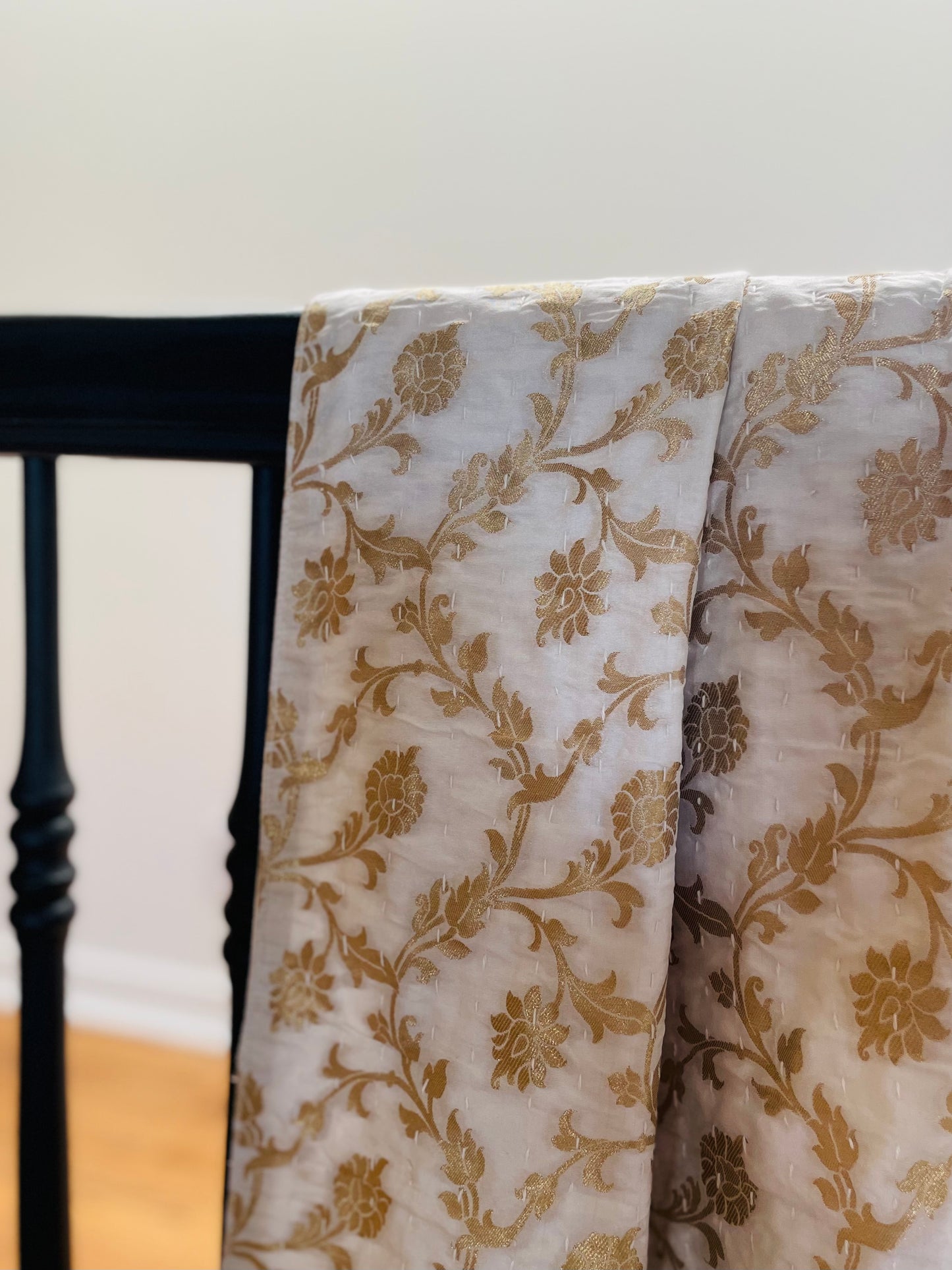 Golden Flowers Silk Saree Throws