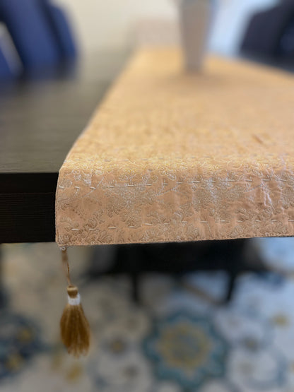 Winter Blooms Kantha Hand-Stitched Table Runners