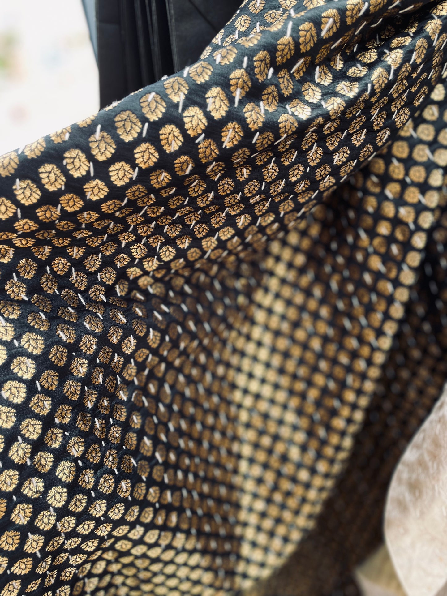 Golden Leaves Silk Saree Throws