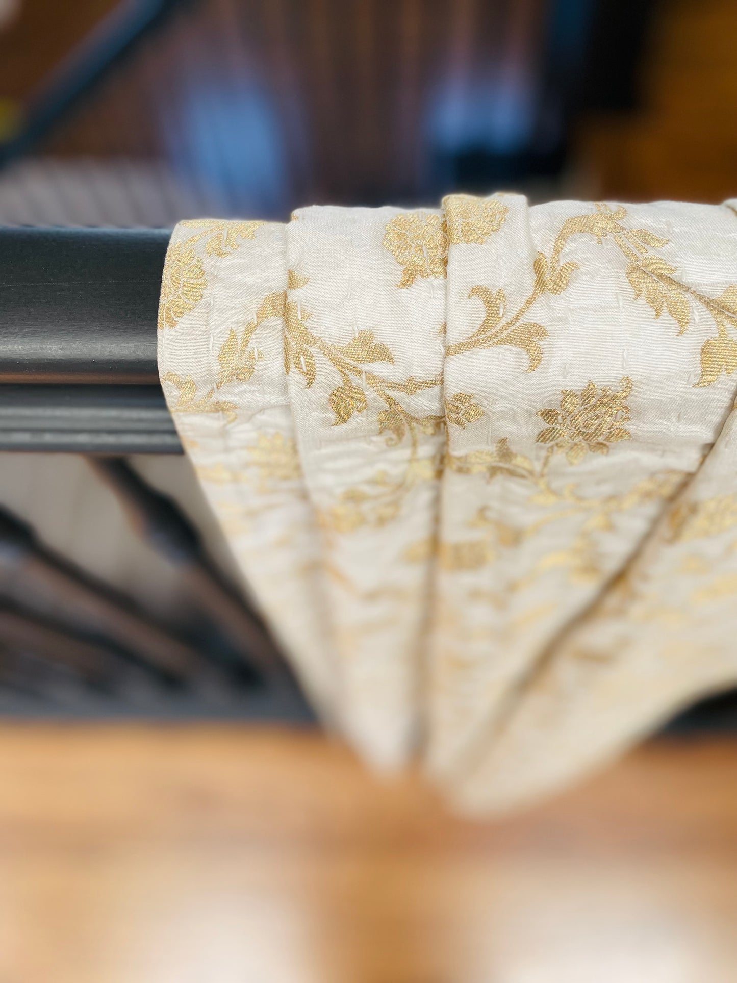 Golden Flowers Silk Saree Throws