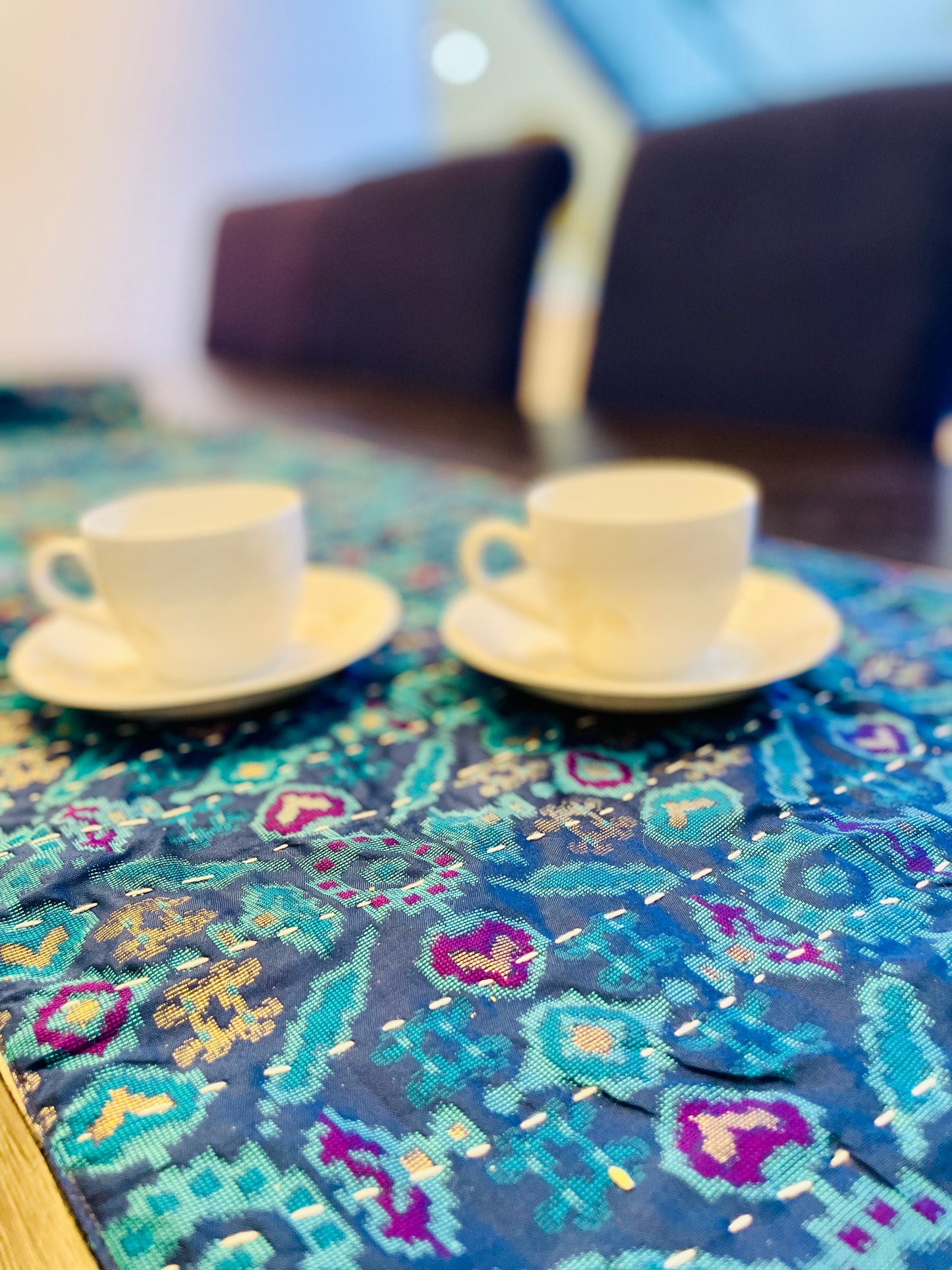 The Ikat Collection Kantha Hand-Stitched Table Runner