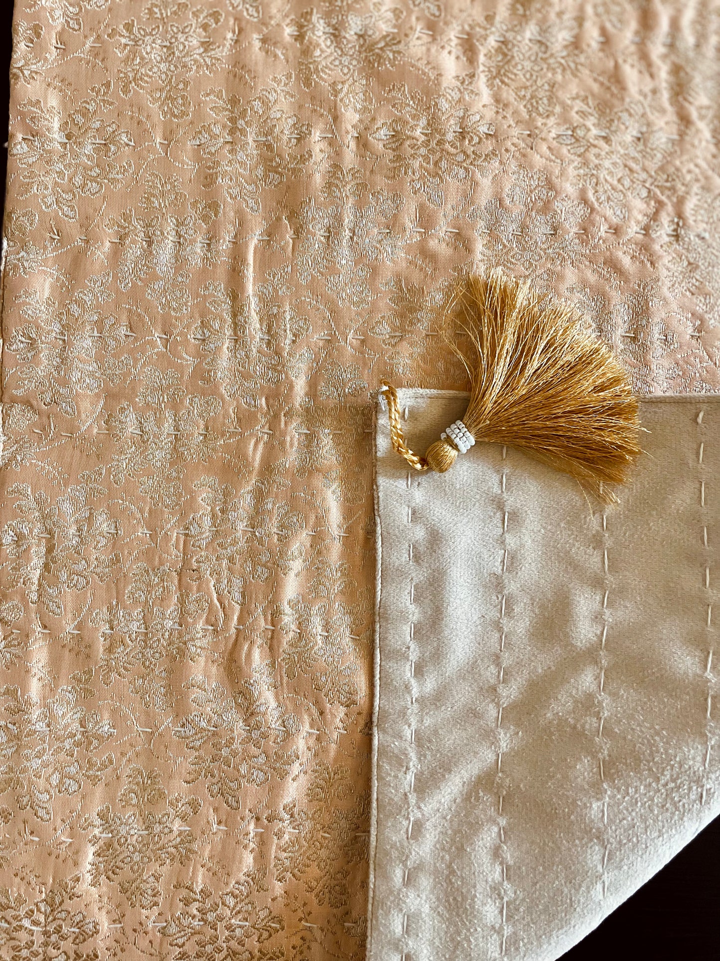 Winter Blooms Kantha Hand-Stitched Table Runners