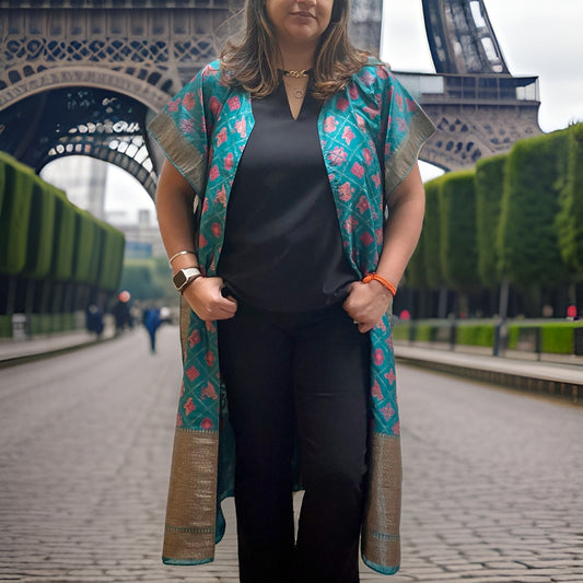 Turquoise Silk Kimono