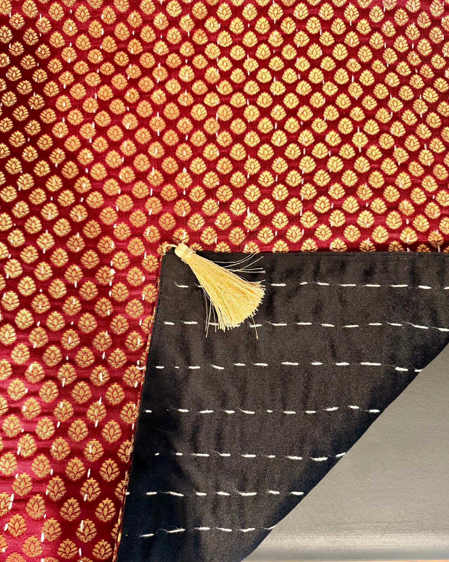 Golden Leaves Kantha Table Runners