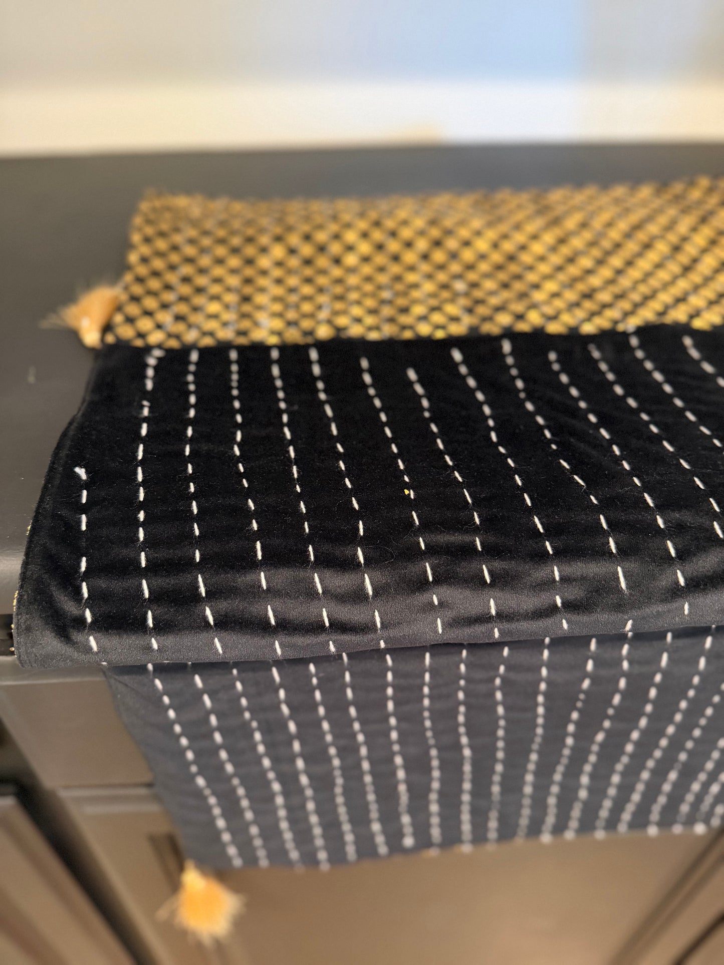 Golden Leaves Kantha Table Runners