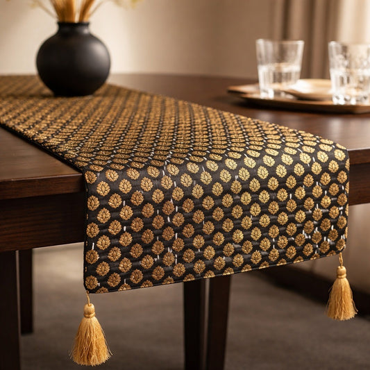 Golden Leaves Kantha Table Runners