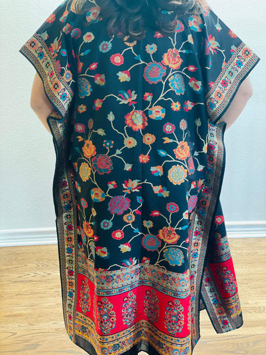 Black & Red Silk Kimono