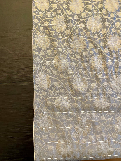 Floral Vines Kantha Hand-Stitched Table Runner