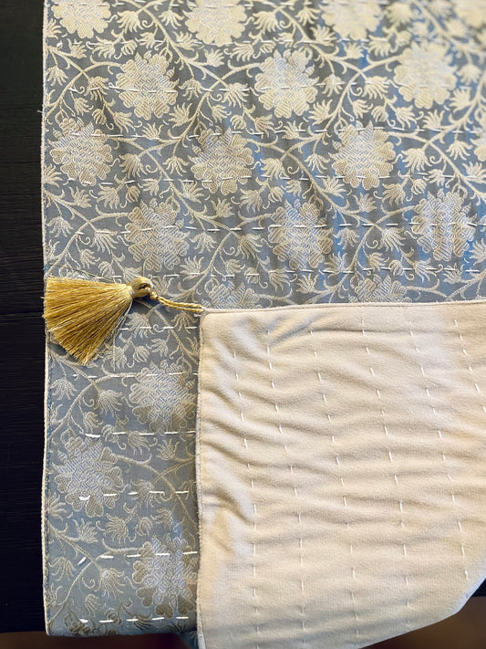 Floral Vines Kantha Hand-Stitched Table Runner