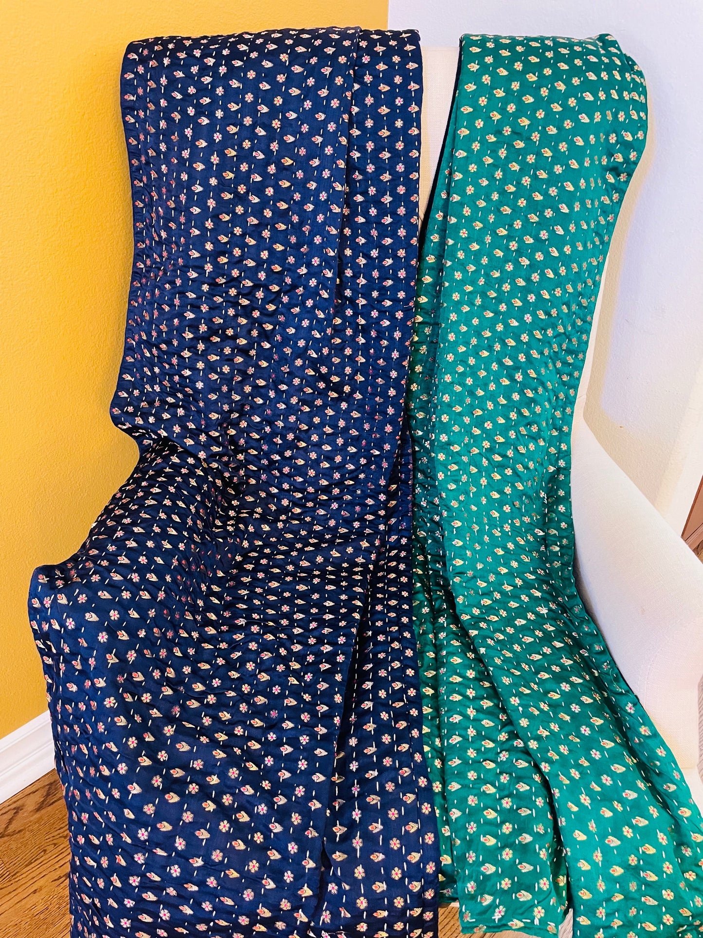 Flowers and Stars Silk Saree Throws