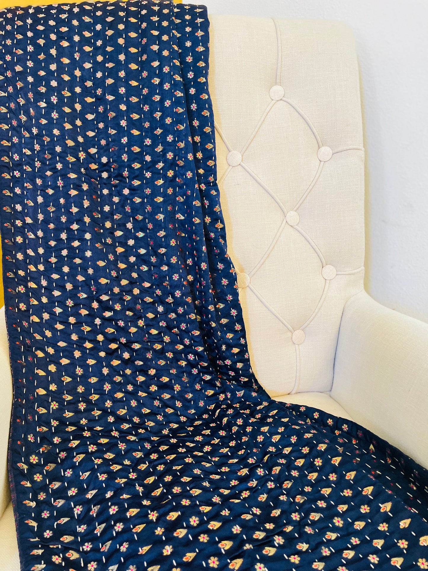 Flowers and Stars Silk Saree Throws