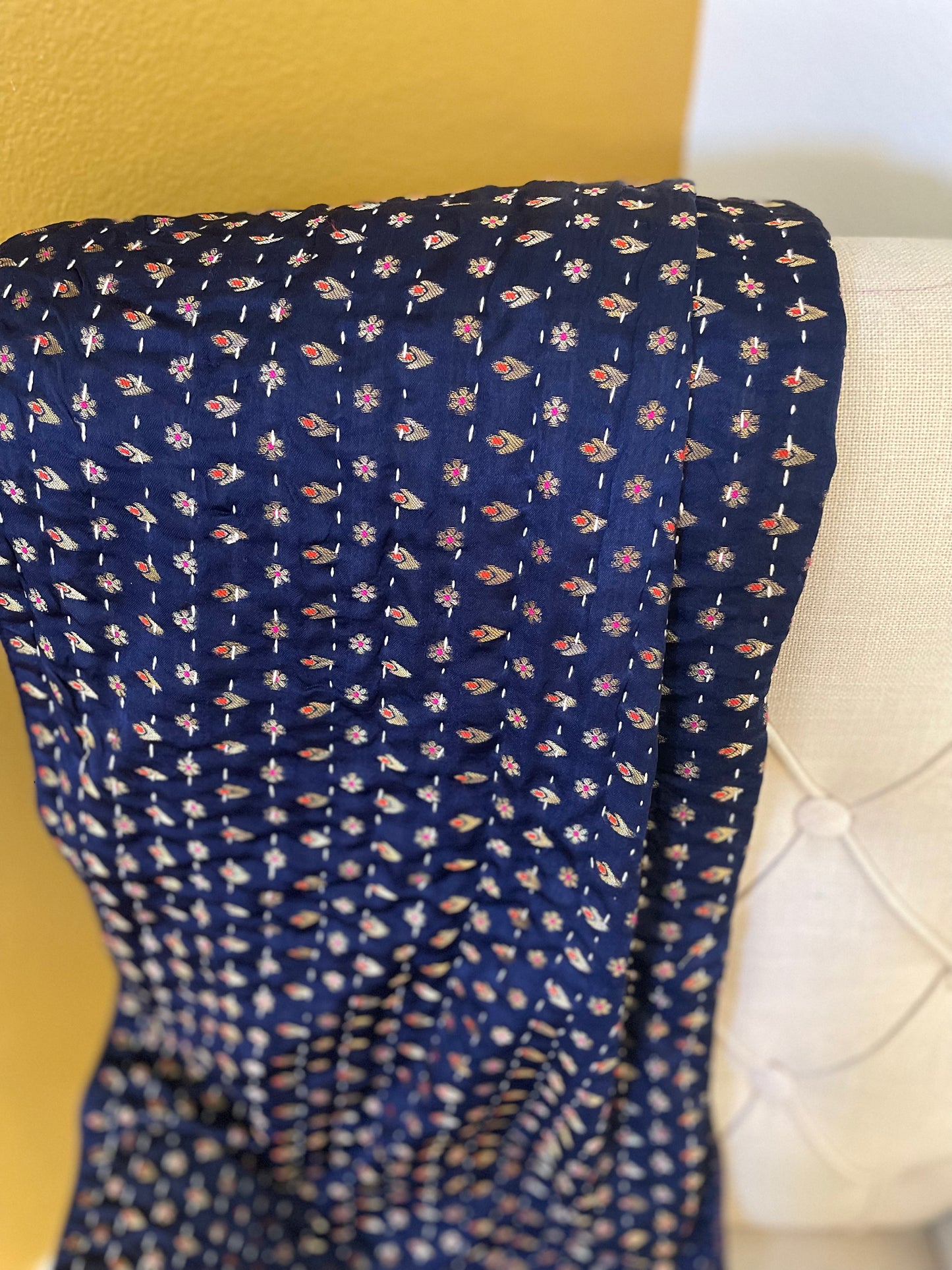 Flowers and Stars Silk Saree Throws