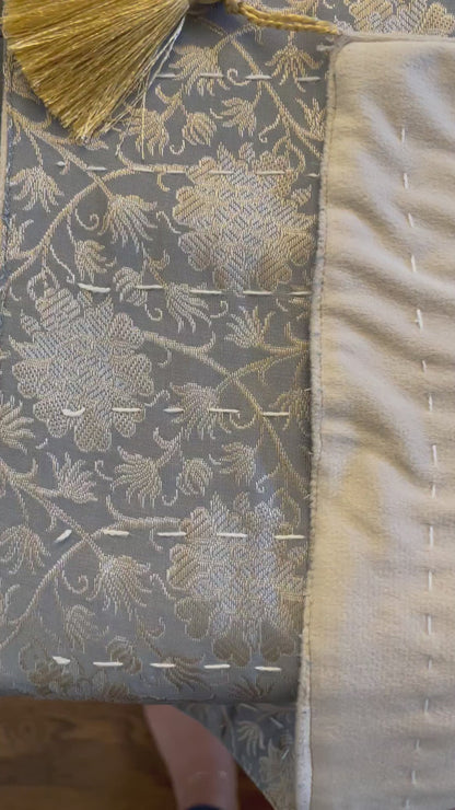 Floral Vines Kantha Hand-Stitched Table Runner