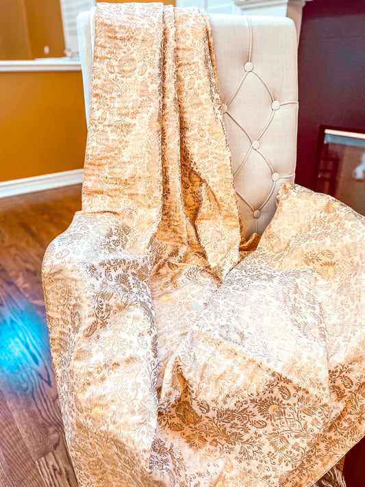 Royal Peaches Silk Saree Throw