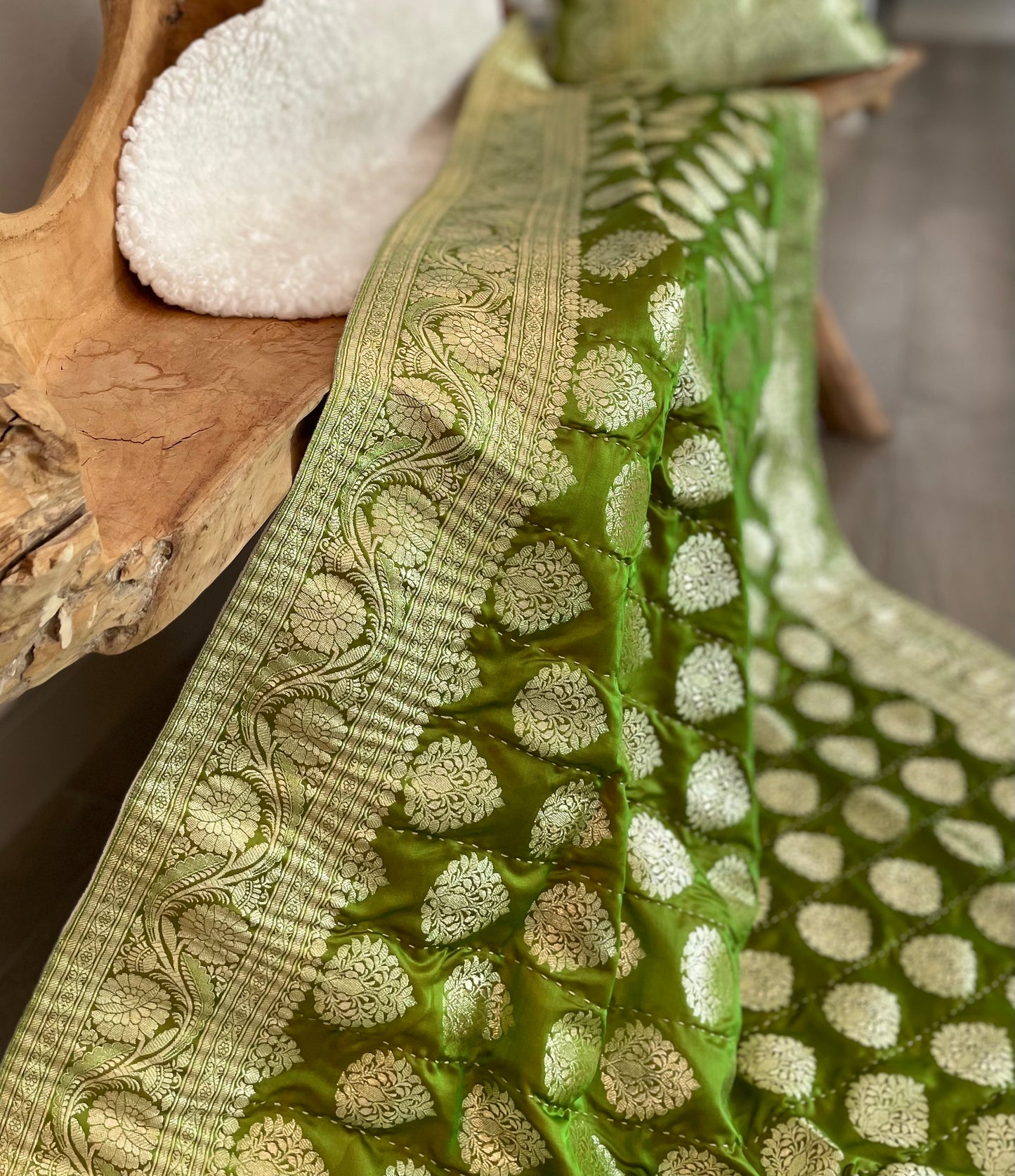 Pastel Green Silk Saree Throw