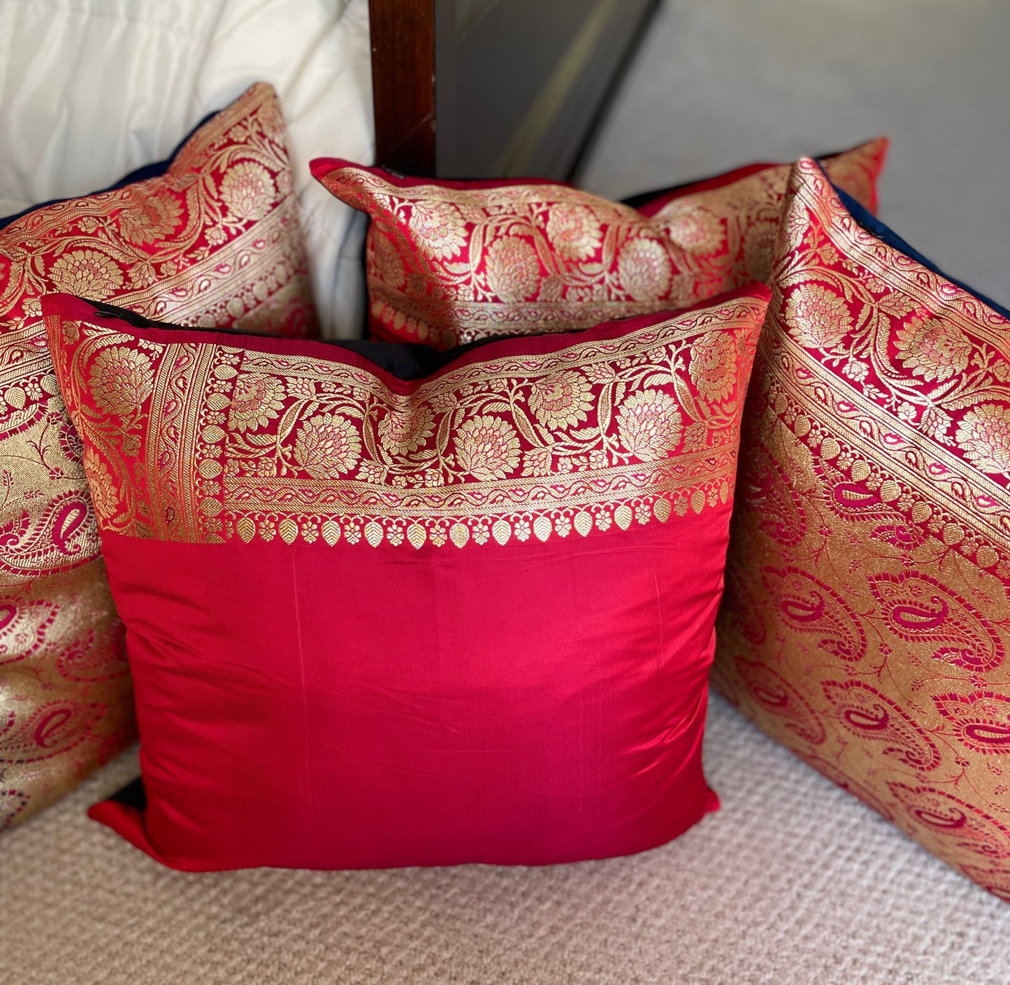 Royal Blue and Red Cushions
