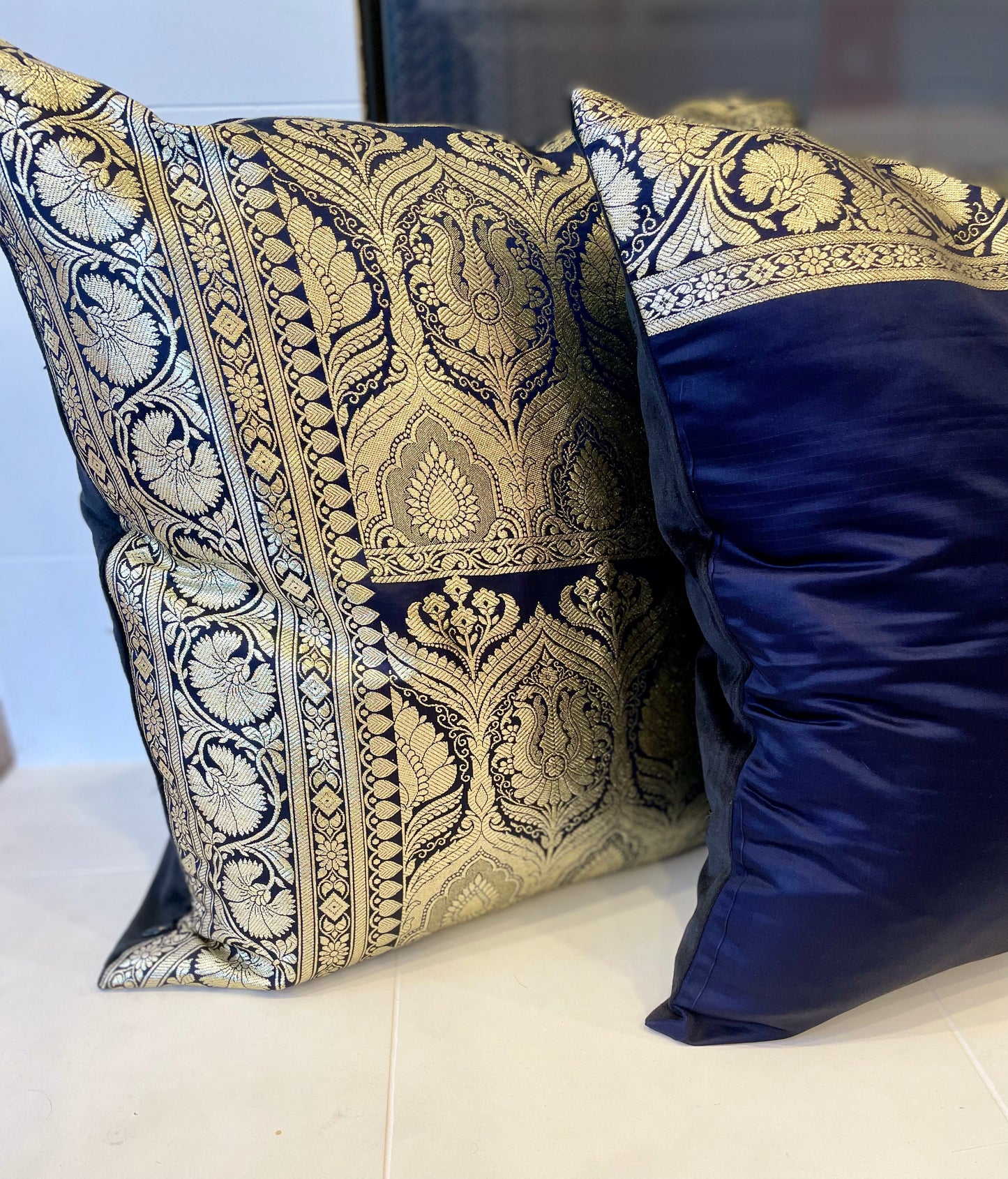 Dark Blue With Gold Cushions