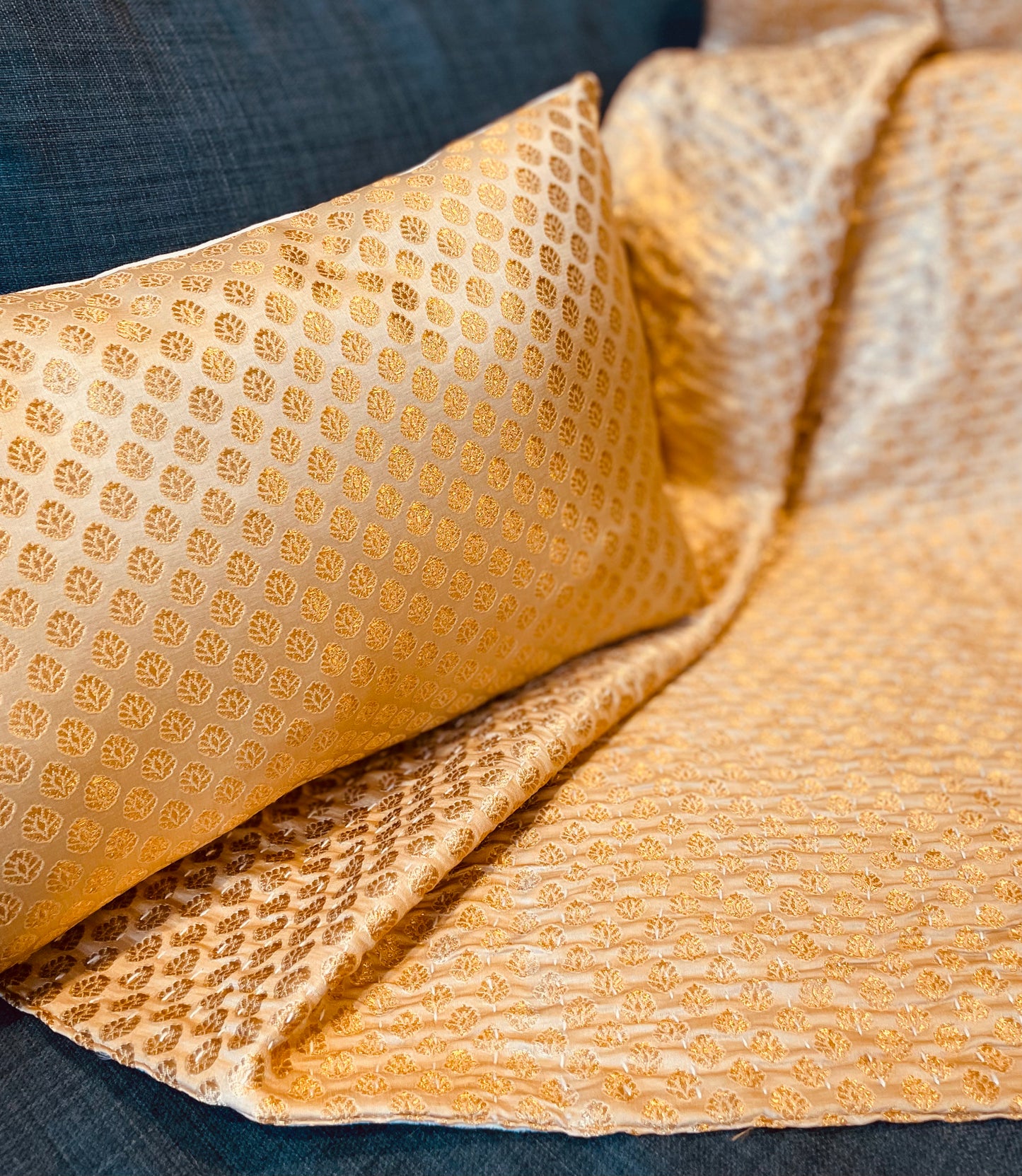 Golden Leaves Silk Saree Throws