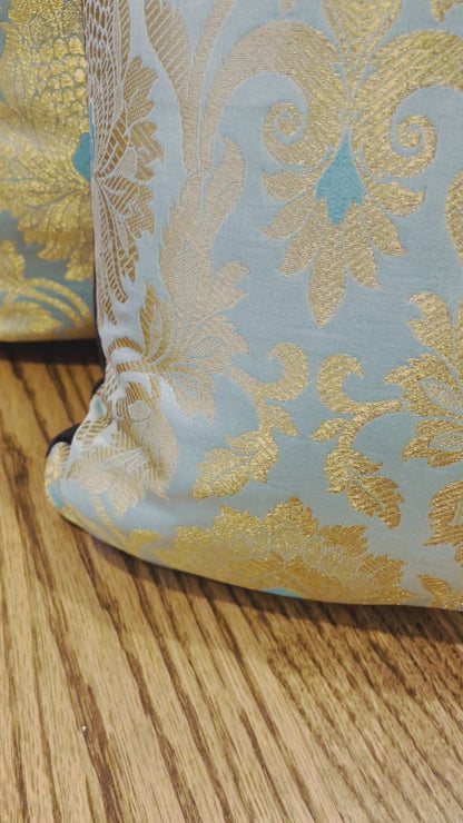 Emerald Green with Golden Silk Cushions