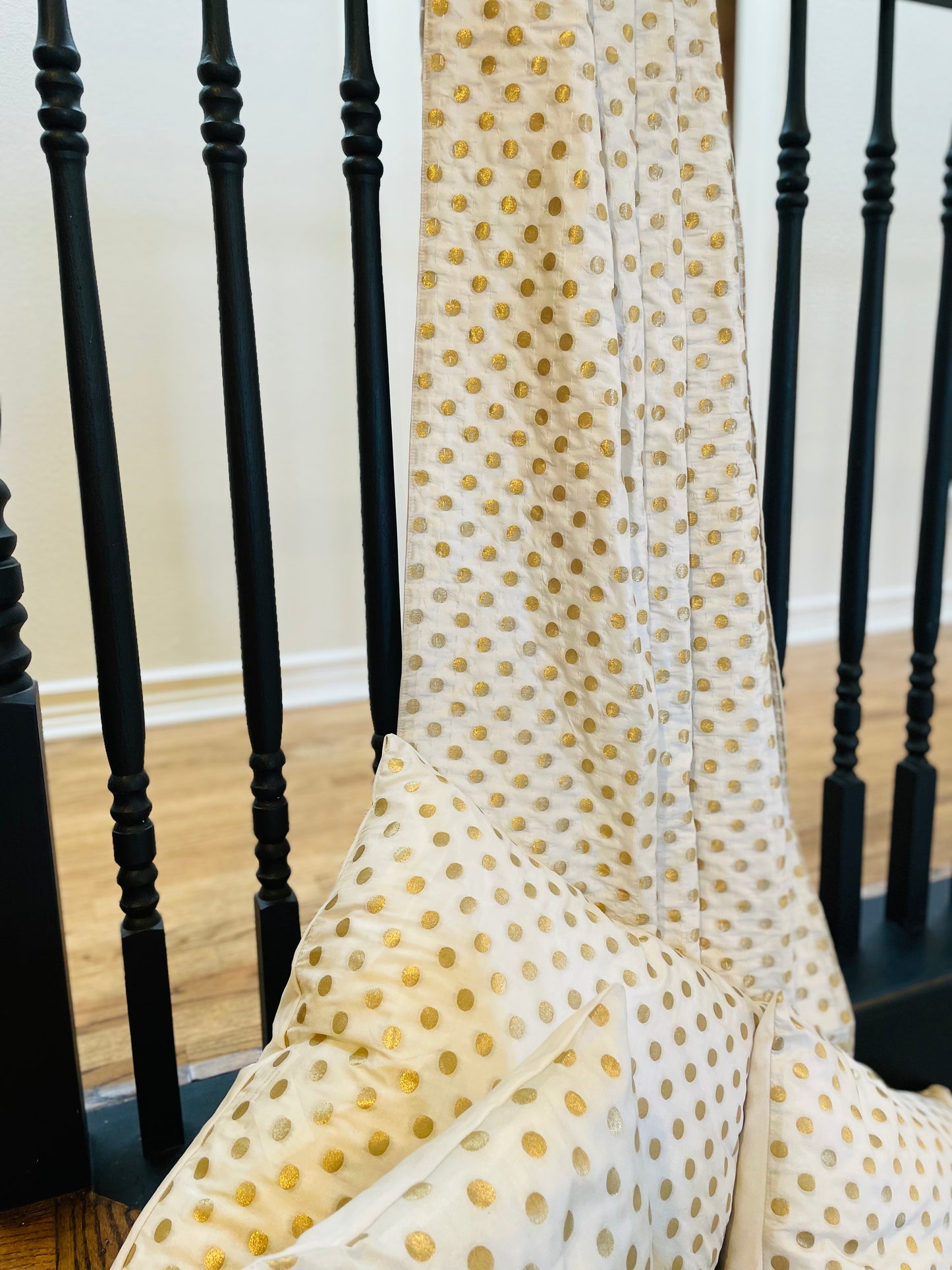 Golden Polka Dots Silk Saree Throw