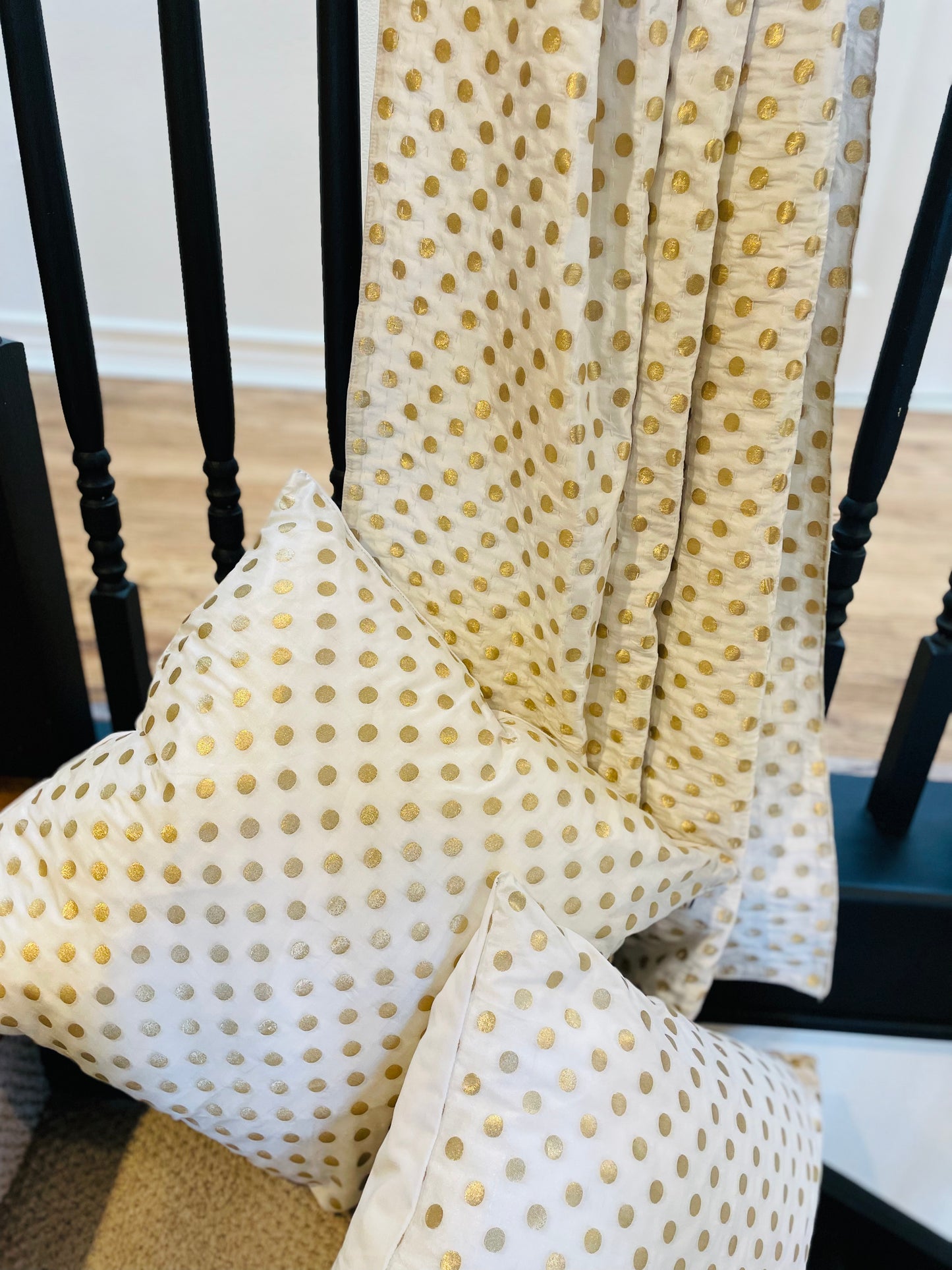 Golden Polka Dots Silk Saree Throw