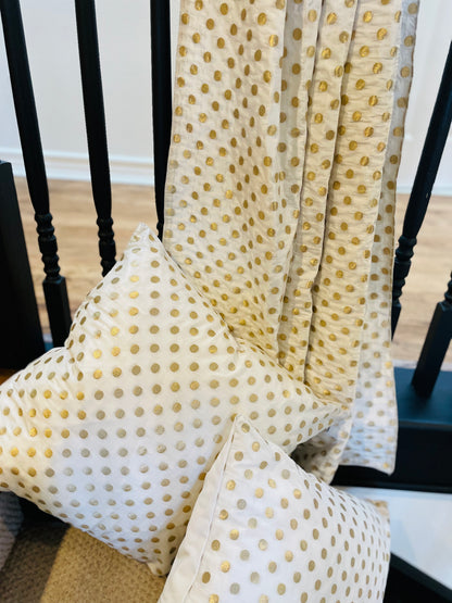 Golden Polka Dots Silk Saree Throw