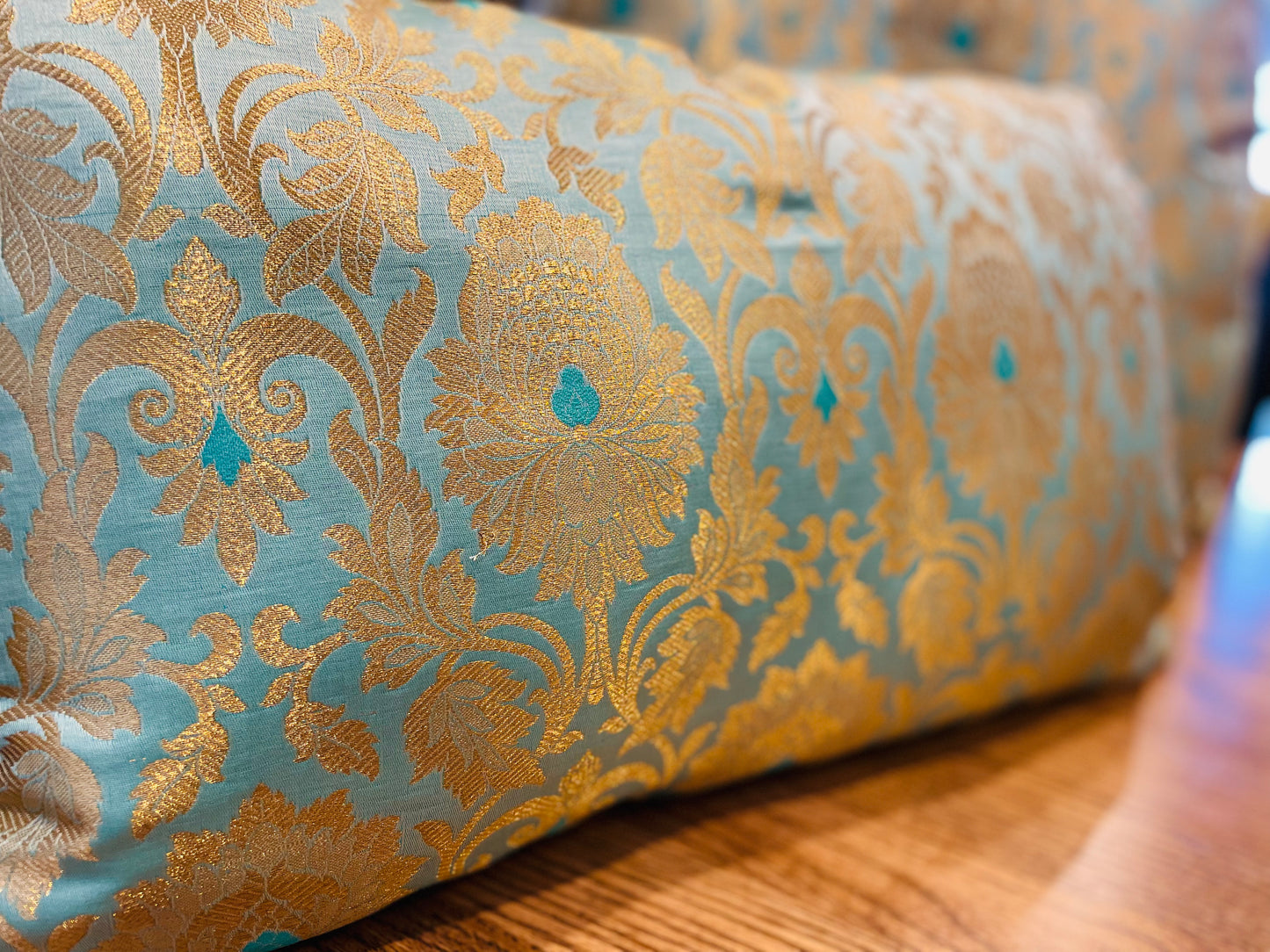 Emerald Green with Golden Silk Cushions