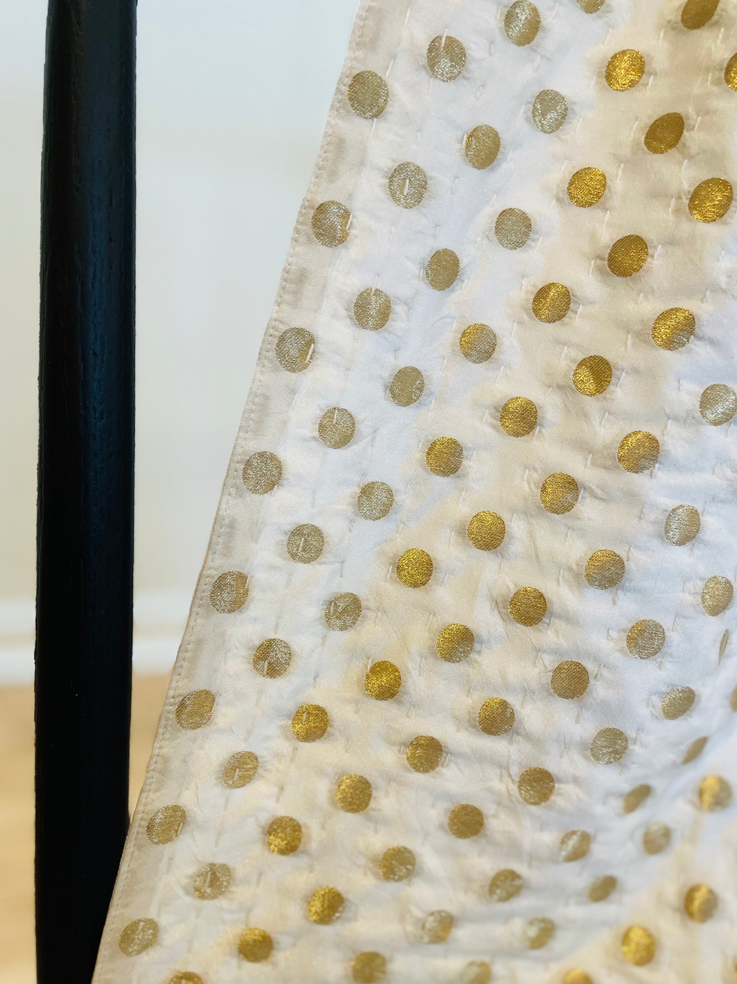 Golden Polka Dots Silk Saree Throw